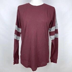 PINK VICTORIAS SECRET BURGUNDY LONG SLEEVE TOP XS